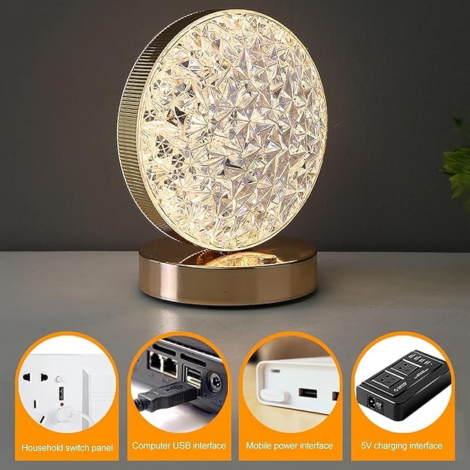 Crystal Round LED Table Lamp